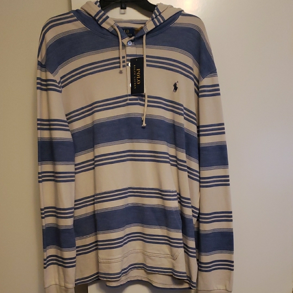 Polo Ralph Lauren Striped Hoodie - Blue and Beige